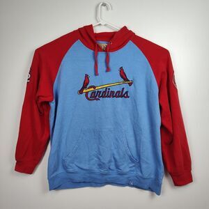 Cooperstown St. Louis Cardinals Hoodie Sweatshirt Men's 2XL Blue & Red Pullover